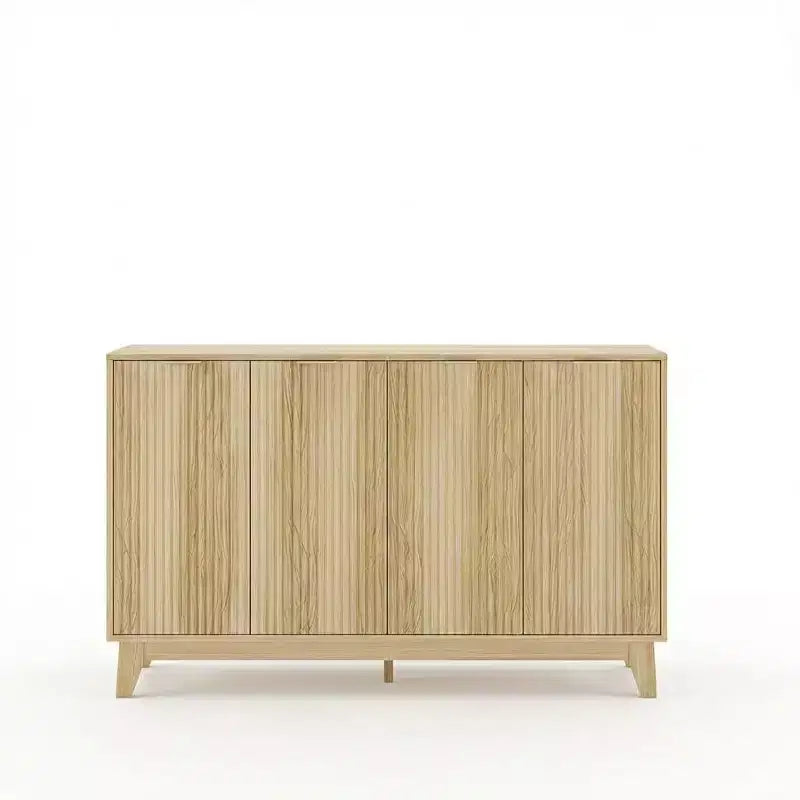 Credenza con Ante Scanalate, Mobile Buffet da 140 cm, Credenza Moderna con Scanalature e Ripiani Regolabili, Mobile Contenitore Accent per Cucina, Soggiorno