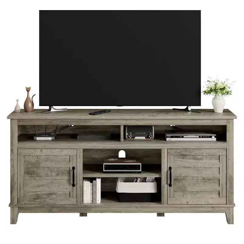 GustoWave 63 Inch TV Stand, Rustic Farmhouse Media Console with Height-Height-Customizable Shelves & Cabinet Doors