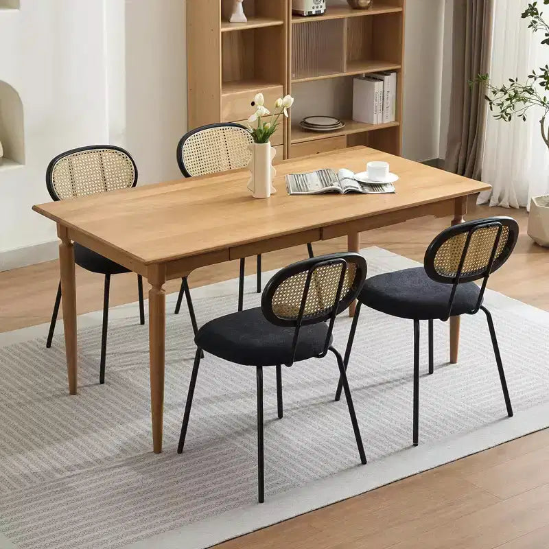 Set di 2 sedie da pranzo in velluto Mid-Century Modern, schienale in rattan e robuste gambe in metallo, seduta imbottita per cucina soggiorno