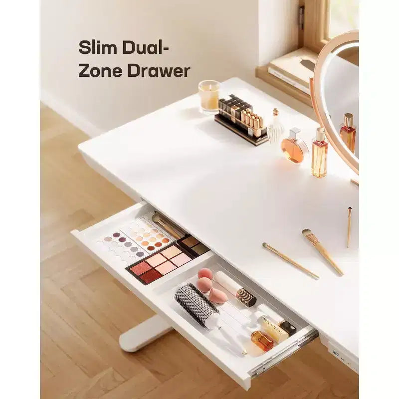 Marsail Scrivania regolabile in altezza 122 x 61 cm con cassetto, Scrivania elettrica con piano intero, con porte di ricarica USB