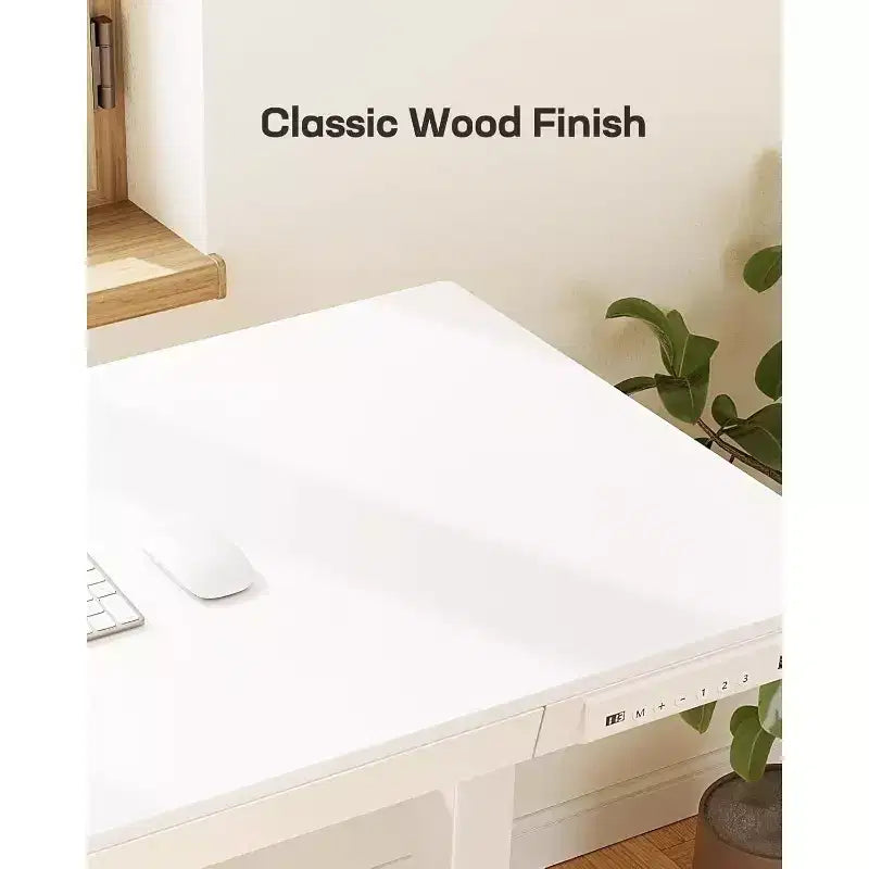 Marsail Scrivania regolabile in altezza 122 x 61 cm con cassetto, Scrivania elettrica con piano intero, con porte di ricarica USB