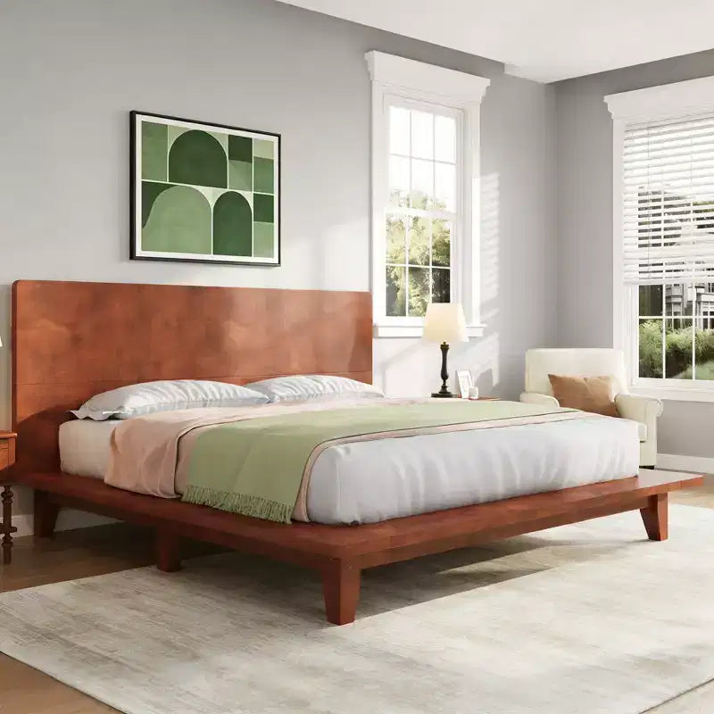 Luxystar Struttura Letto a Piattaforma Matrimoniale King Size con Testiera Moderna