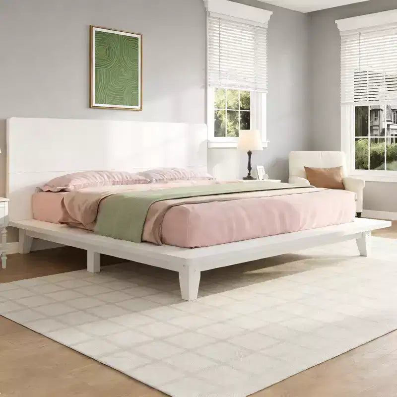 Luxystar Struttura Letto a Piattaforma Matrimoniale King Size con Testiera Moderna