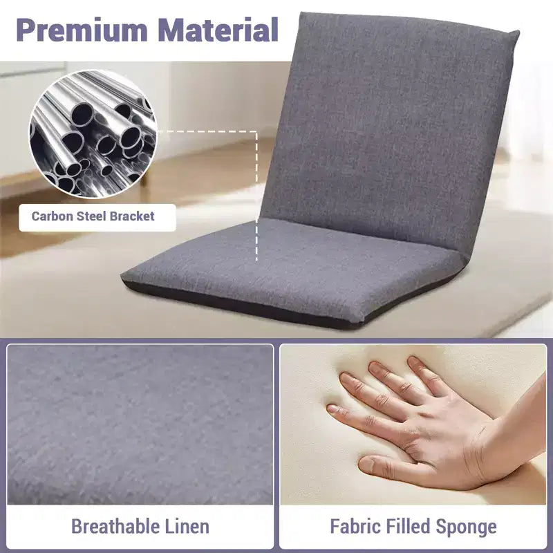 Sedia da Pavimento Pieghevole Regolabile con Schienale, Rivestimento Rimovibile Lavabile, Divano Pigro, Comodo Divano Lounge in Cotone, per Casa, Ufficio