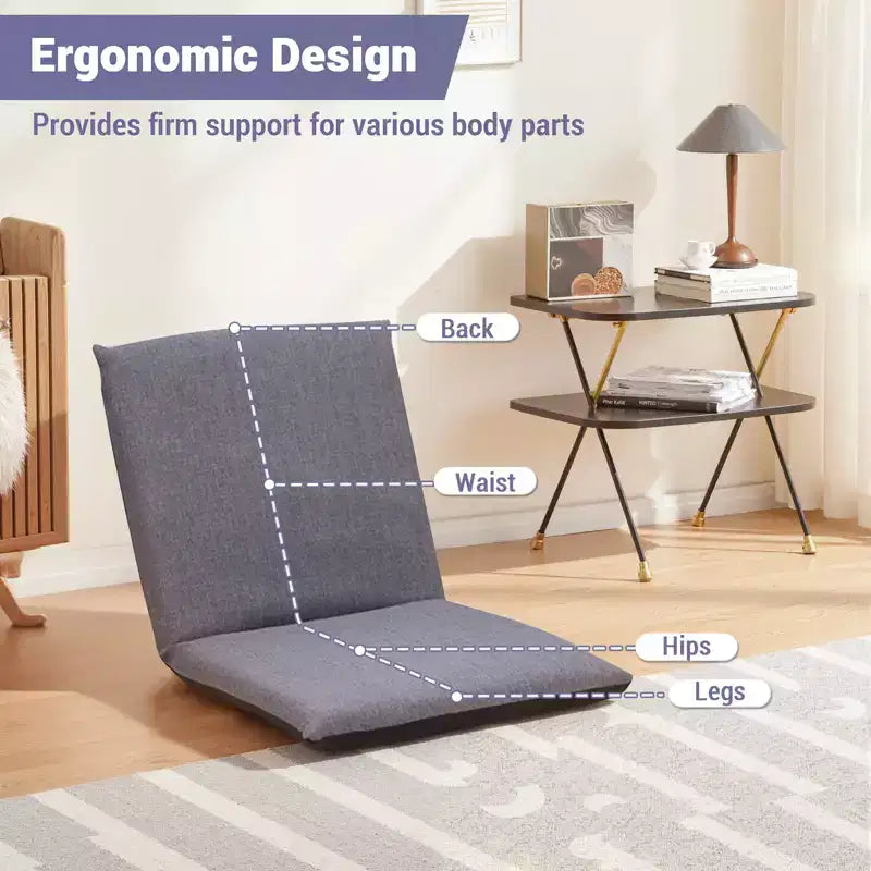Sedia da Pavimento Pieghevole Regolabile con Schienale, Rivestimento Rimovibile Lavabile, Divano Pigro, Comodo Divano Lounge in Cotone, per Casa, Ufficio