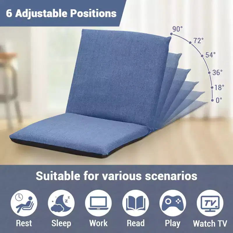 Sedia da Pavimento Pieghevole Regolabile con Schienale, Rivestimento Rimovibile Lavabile, Divano Pigro, Comodo Divano Lounge in Cotone, per Casa, Ufficio