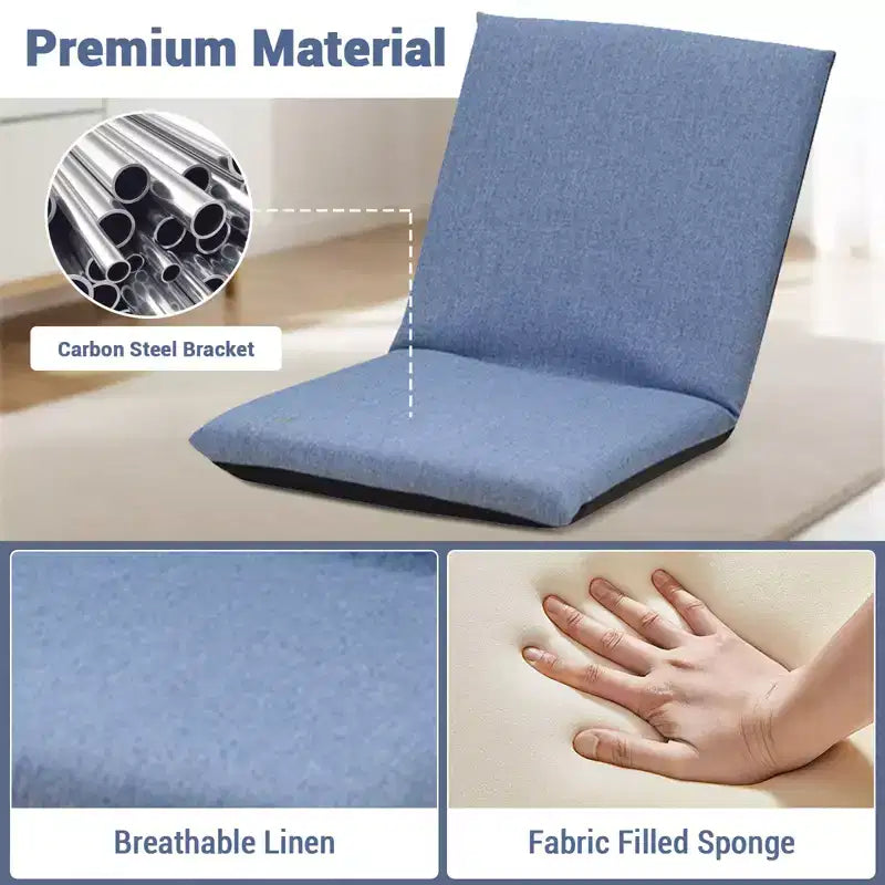 Sedia da Pavimento Pieghevole Regolabile con Schienale, Rivestimento Rimovibile Lavabile, Divano Pigro, Comodo Divano Lounge in Cotone, per Casa, Ufficio