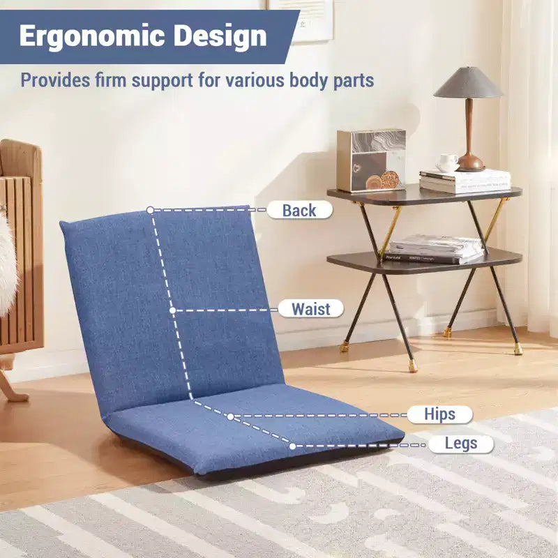Sedia da Pavimento Pieghevole Regolabile con Schienale, Rivestimento Rimovibile Lavabile, Divano Pigro, Comodo Divano Lounge in Cotone, per Casa, Ufficio