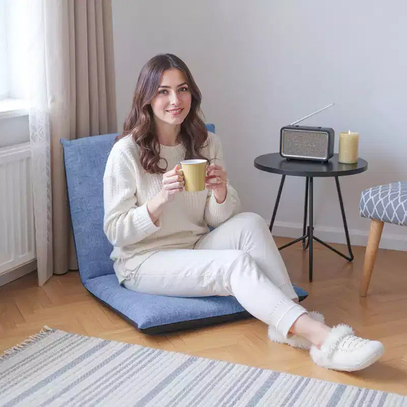 Sedia da Pavimento Pieghevole Regolabile con Schienale, Rivestimento Rimovibile Lavabile, Divano Pigro, Comodo Divano Lounge in Cotone, per Casa, Ufficio