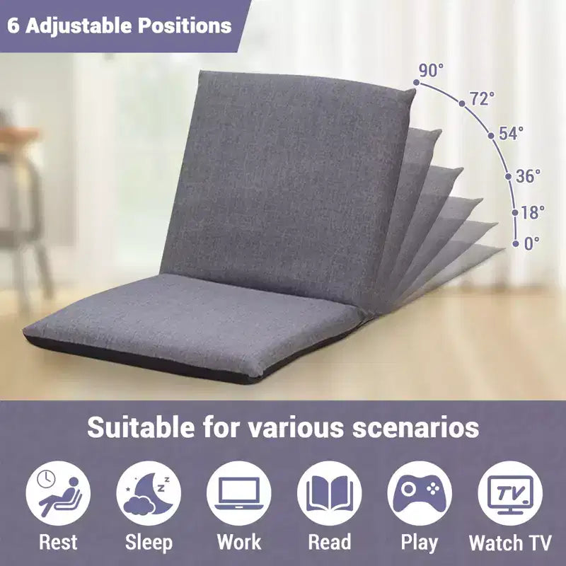 Sedia da Pavimento Pieghevole Regolabile con Schienale, Rivestimento Rimovibile Lavabile, Divano Pigro, Comodo Divano Lounge in Cotone, per Casa, Ufficio