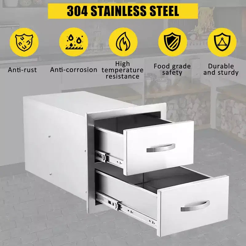Cassettiera in Acciaio Inossidabile, Cassapanca da Esterno Resistente, Unità a Cassetti Multistrato Resistente alle Intemperie per Organizzazione di Patio, Cucina e Garage