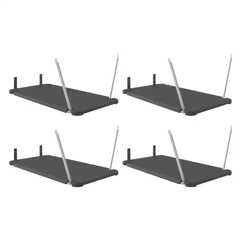 Suncast 4 Pack Vertical Shed Shelf Space Saving Hanging Outdoor Storage, Black