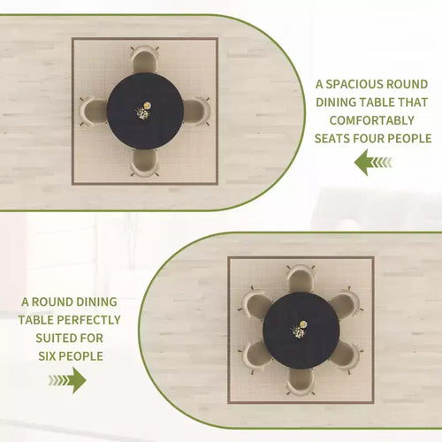 Tavolo da pranzo rotondo da 47 pollici per 4-6 persone, tavolo da cucina moderno in legno con ripiano portaoggetti e piedini regolabili per sala da pranzo, soggiorno, appartamento