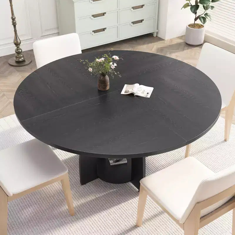 Tavolo da pranzo rotondo da 47 pollici per 4-6 persone, tavolo da cucina moderno in legno con ripiano portaoggetti e piedini regolabili per sala da pranzo, soggiorno, appartamento