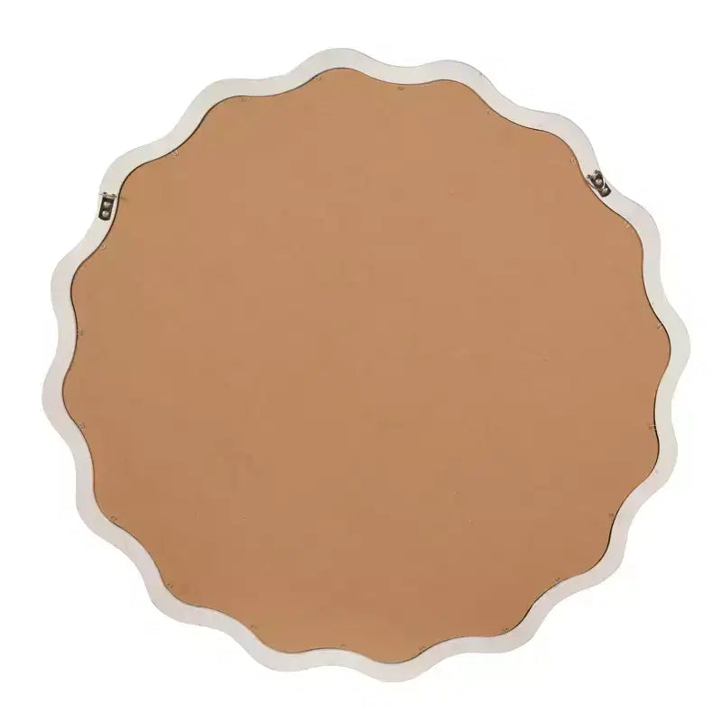 Specchio Decorativo Rotondo Ondulato da 24 Pollici con Cornice in Legno Massello, Per Camera da Letto, Bagno, Soggiorno, Ingresso