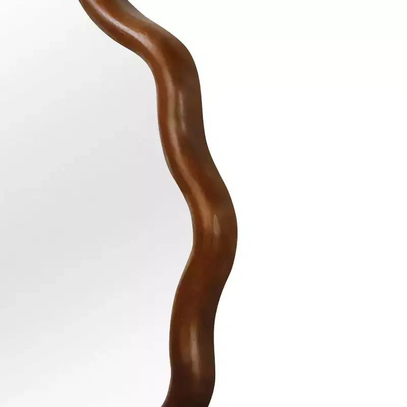 Specchio Decorativo Rotondo Ondulato da 24 Pollici con Cornice in Legno Massello, Per Camera da Letto, Bagno, Soggiorno, Ingresso