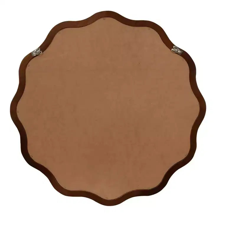 Specchio Decorativo Rotondo Ondulato da 24 Pollici con Cornice in Legno Massello, Per Camera da Letto, Bagno, Soggiorno, Ingresso