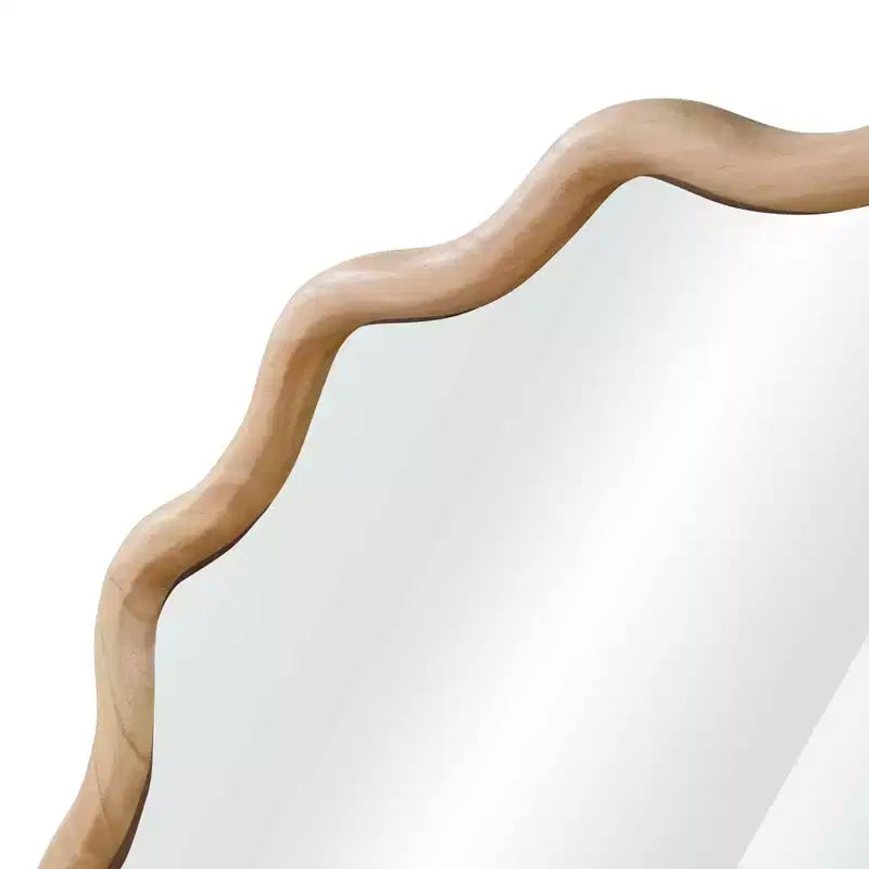 Specchio Decorativo Rotondo Ondulato da 24 Pollici con Cornice in Legno Massello, Per Camera da Letto, Bagno, Soggiorno, Ingresso