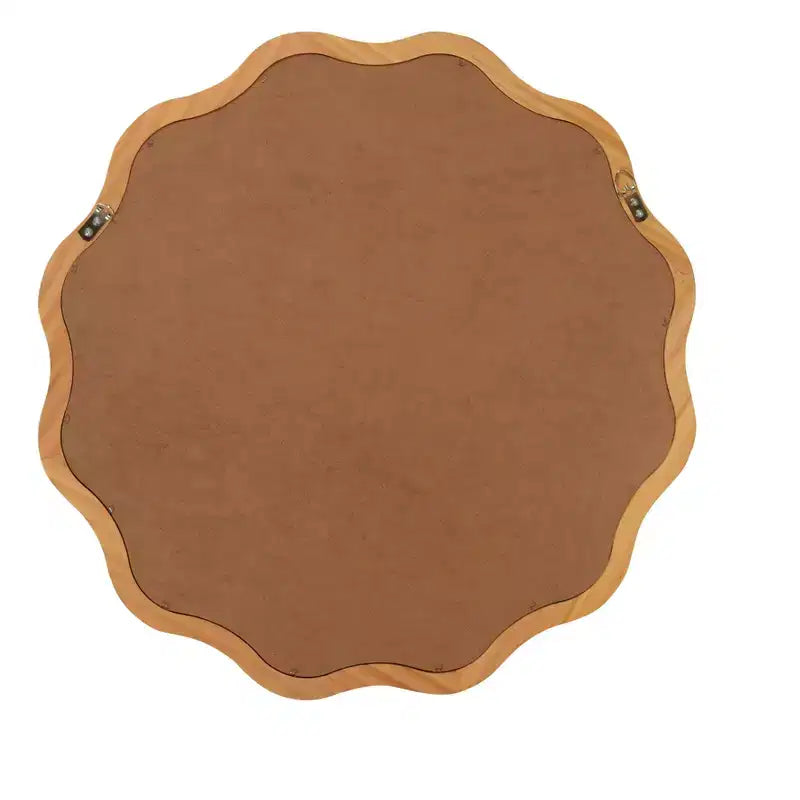Specchio Decorativo Rotondo Ondulato da 24 Pollici con Cornice in Legno Massello, Per Camera da Letto, Bagno, Soggiorno, Ingresso