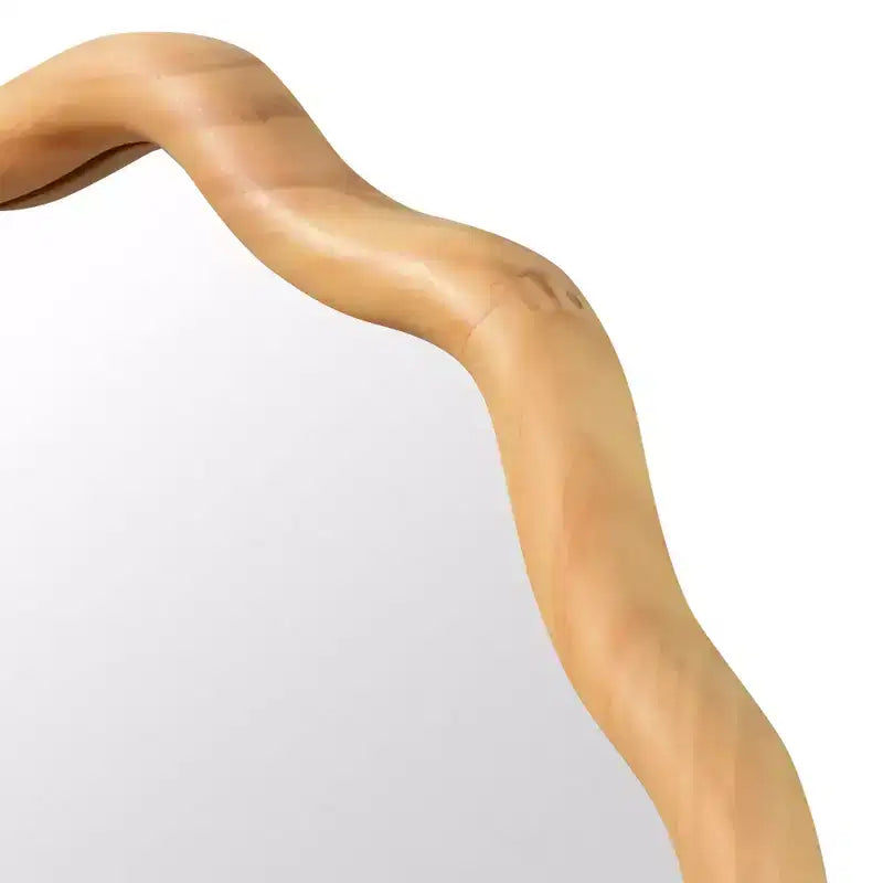 Specchio Decorativo Rotondo Ondulato da 24 Pollici con Cornice in Legno Massello, Per Camera da Letto, Bagno, Soggiorno, Ingresso