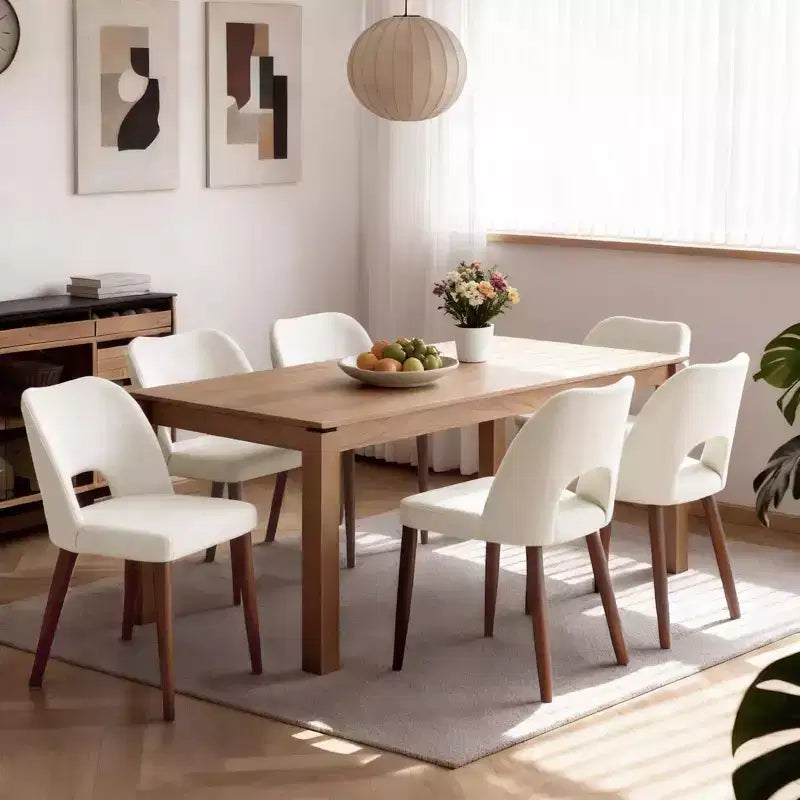 Set di 2 sedie da pranzo in legno | Sedie imbottite moderne in tessuto stile farmhouse con schienale a giorno e piedini regolabili per sala da pranzo, soggiorno