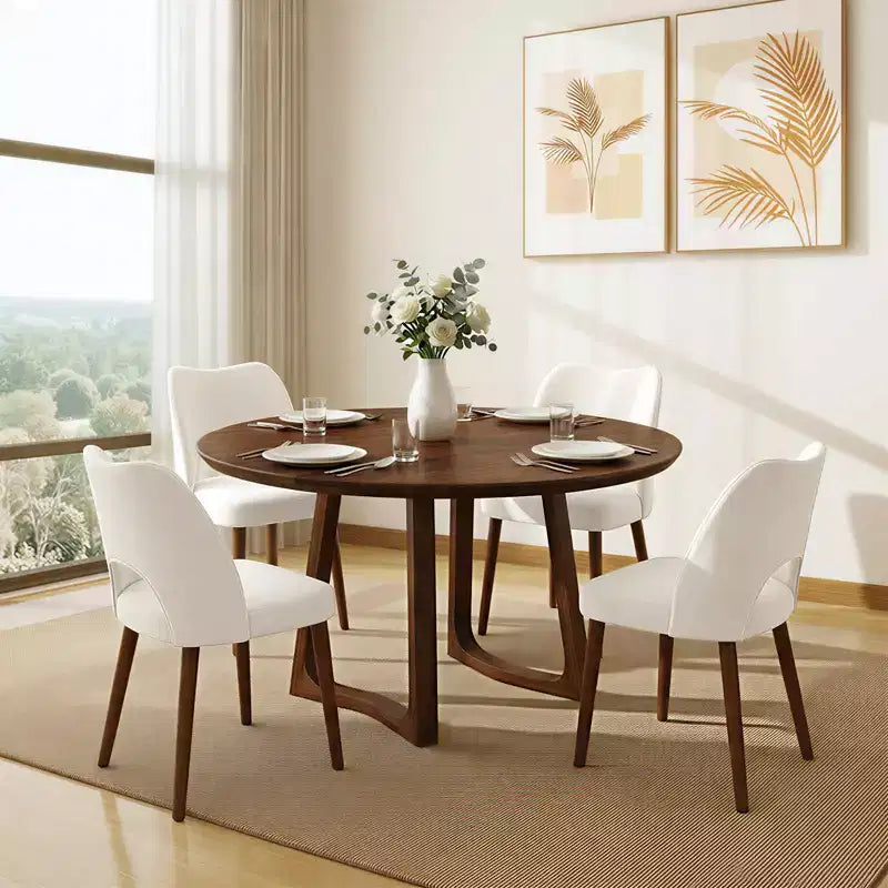 Set di 2 sedie da pranzo in legno | Sedie imbottite moderne in tessuto stile farmhouse con schienale a giorno e piedini regolabili per sala da pranzo, soggiorno