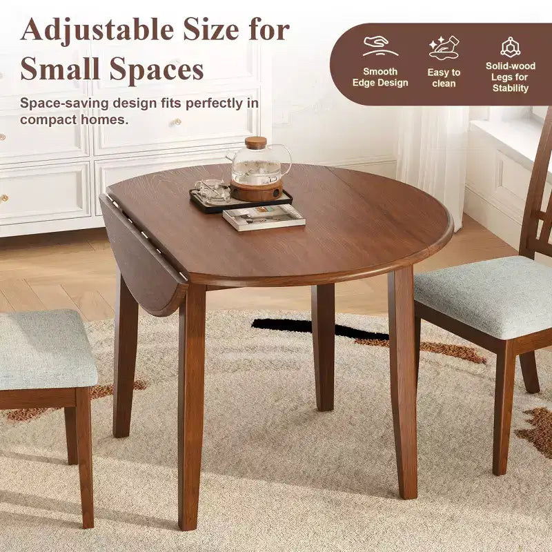 Tavolo da pranzo pieghevole in legno GDFStudio Zimmerman con dimensioni regolabili