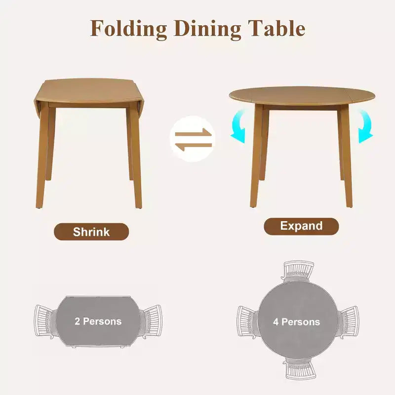 Tavolo da pranzo pieghevole in legno GDFStudio Zimmerman con dimensioni regolabili