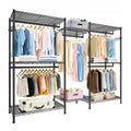 Heavy Duty Freestanding Clothes Rack - 6-Tier Adjustable Wire Shelves, 3 Hanging Rails, Portable Metal Closet Organizer (Black)