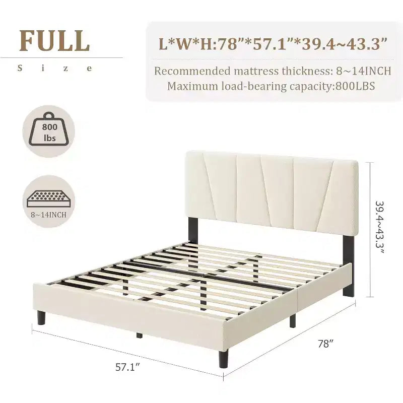 Struttura Letto per Bambini, Base a Doghe in Legno, Testiera Imbottita in Lino, Stile Moderno, Nessuna Rete a Molle Necessaria