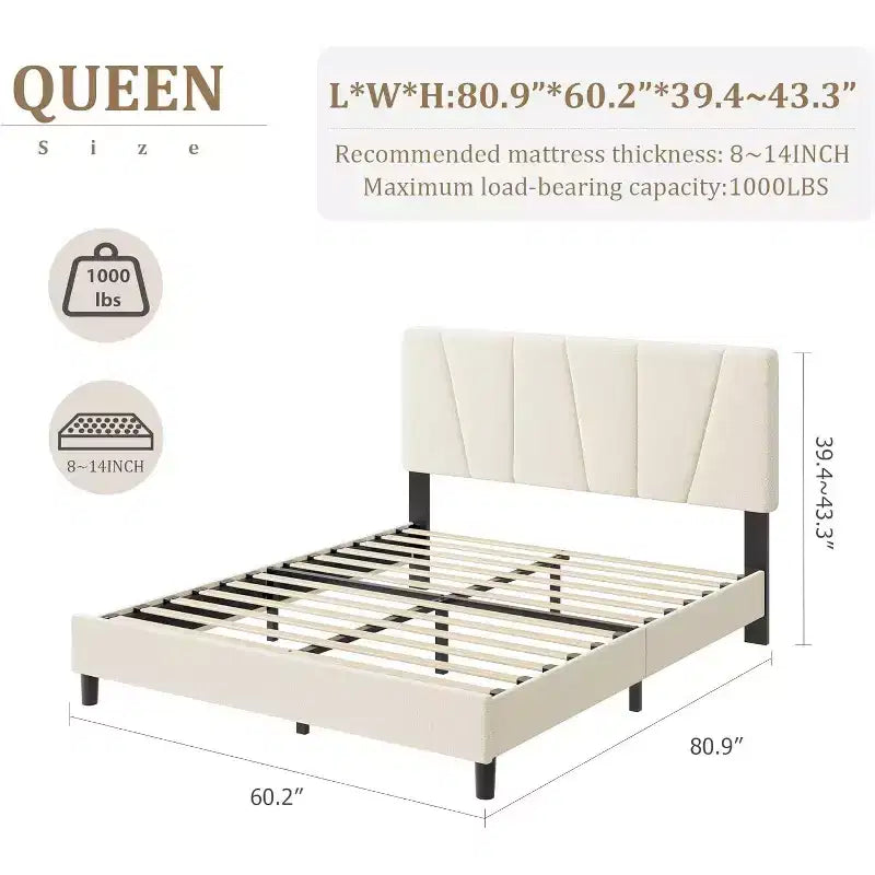 Struttura Letto per Bambini, Base a Doghe in Legno, Testiera Imbottita in Lino, Stile Moderno, Nessuna Rete a Molle Necessaria