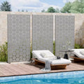 MAYEERTY Square 01 Gray Galvanized Steel Room Divider, 72x35x16, 6-Piece Double-Sided Decorative Screen
