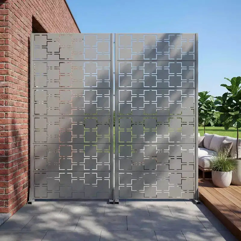 MAYEERTY Square 01 Divisorio in Acciaio Galvanizzato Grigio, 72x35x16, Schermo Decorativo Bifacciale da 6 Pezzi