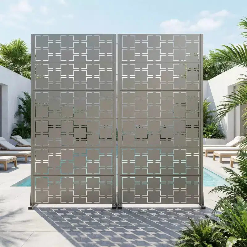 MAYEERTY Square 01 Divisorio in Acciaio Galvanizzato Grigio, 72x35x16, Schermo Decorativo Bifacciale da 6 Pezzi