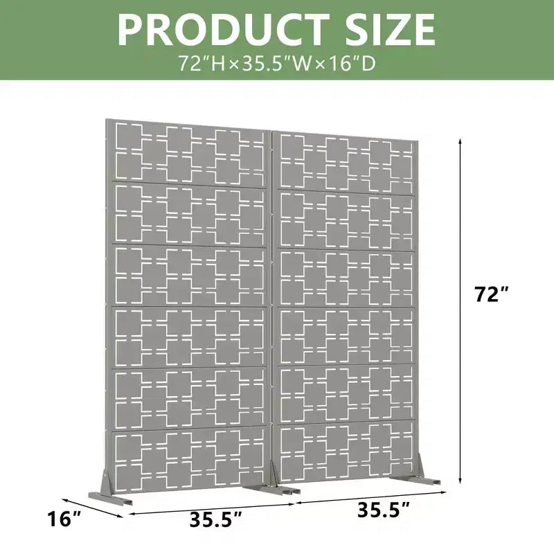 MAYEERTY Square 01 Divisorio in Acciaio Galvanizzato Grigio, 72x35x16, Schermo Decorativo Bifacciale da 6 Pezzi