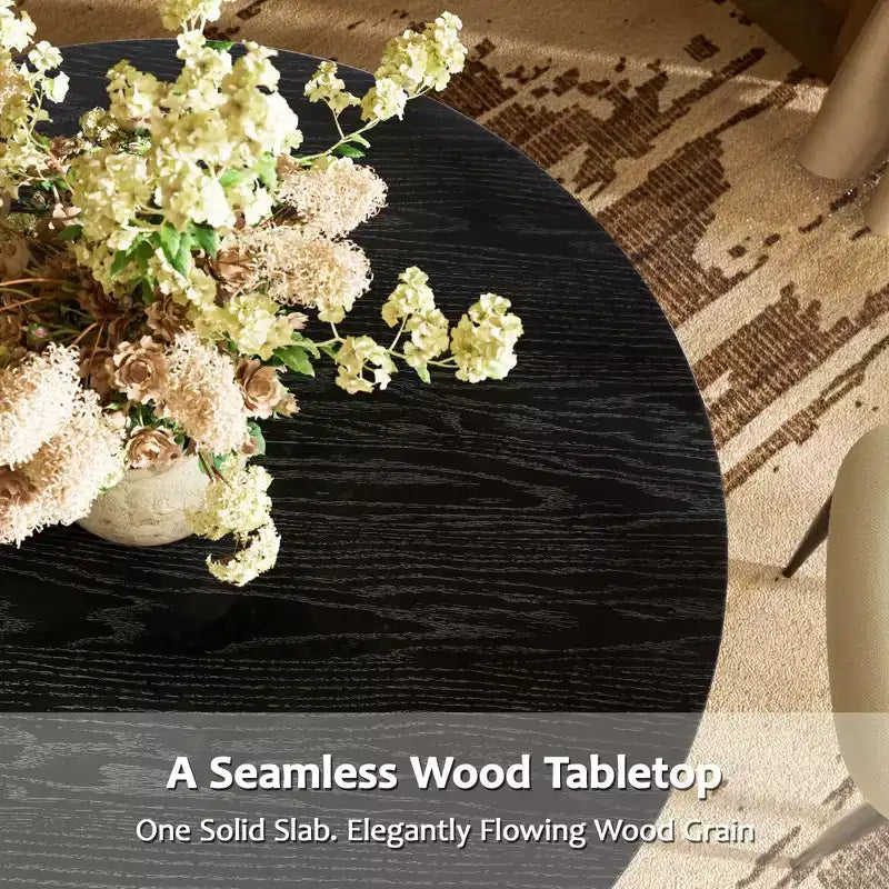 Tavolo da pranzo rotondo scanalato per 4 persone, tavolo da cucina rotondo in legno naturale da 119 cm con base in legno massello per sala da pranzo, cucina e appartamento - Morden Fort