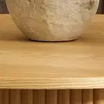 Tavolo da pranzo rotondo scanalato per 4 persone, tavolo da cucina rotondo in legno naturale da 119 cm con base in legno massello per sala da pranzo, cucina e appartamento - Morden Fort