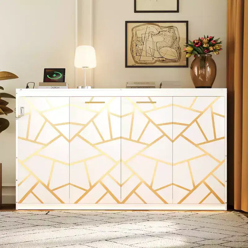 Whisen Twin Letto a scomparsa moderno pieghevole laterale e telaio letto con motivo stampato di tendenza e presa USB integrata