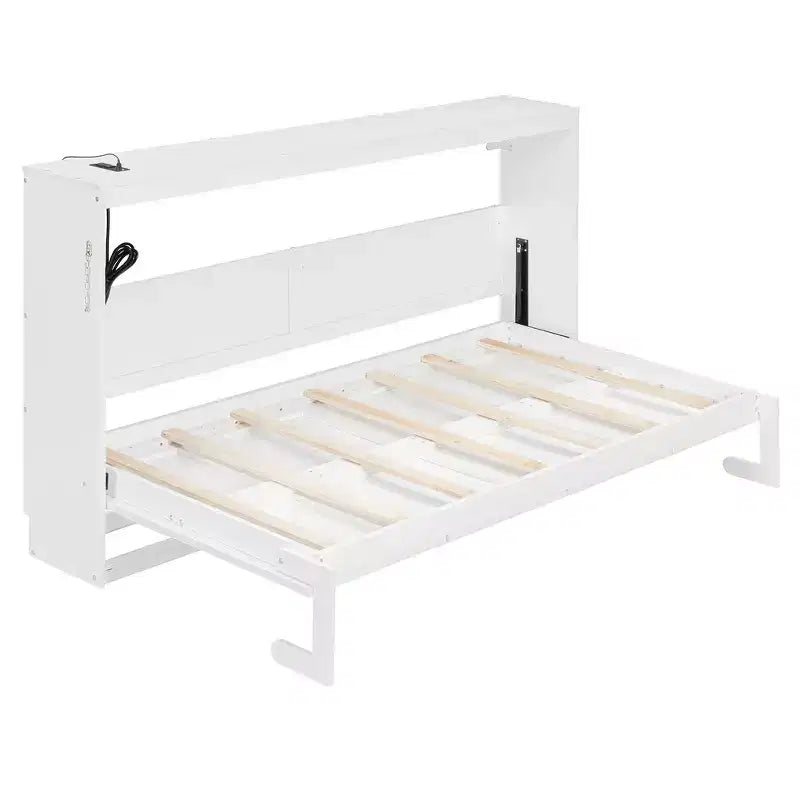 Whisen Twin Letto a scomparsa moderno pieghevole laterale e telaio letto con motivo stampato di tendenza e presa USB integrata