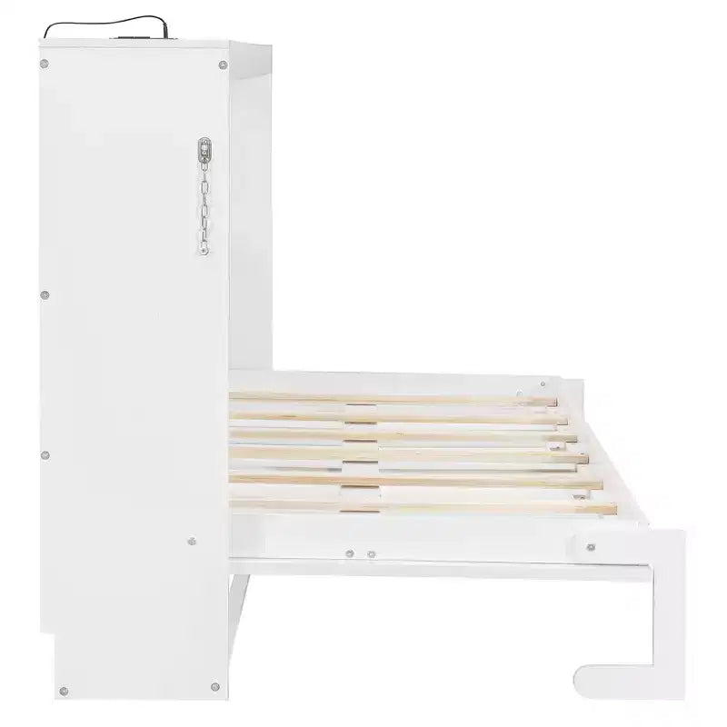 Whisen Twin Letto a scomparsa moderno pieghevole laterale e telaio letto con motivo stampato di tendenza e presa USB integrata