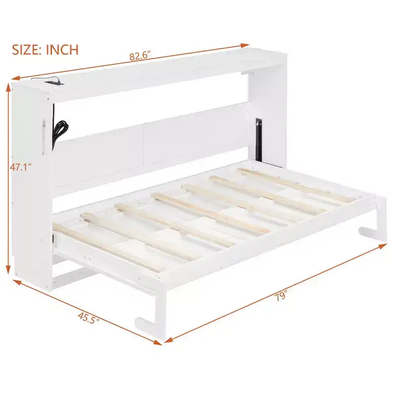 Whisen Twin Letto a scomparsa moderno pieghevole laterale e telaio letto con motivo stampato di tendenza e presa USB integrata