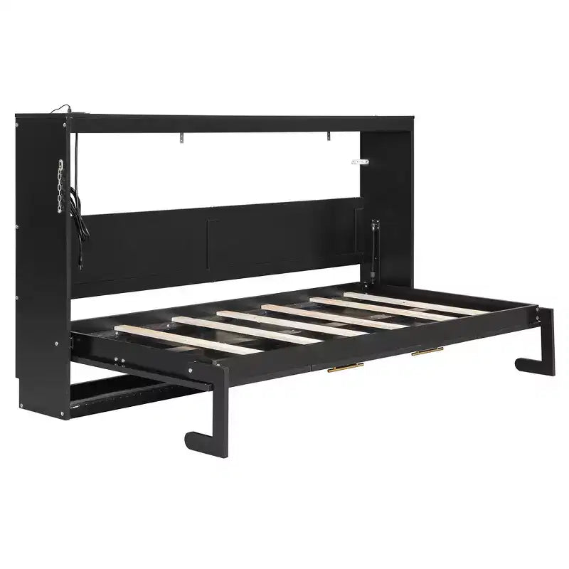 Whisen Twin Letto a scomparsa moderno pieghevole laterale e telaio letto con motivo stampato di tendenza e presa USB integrata