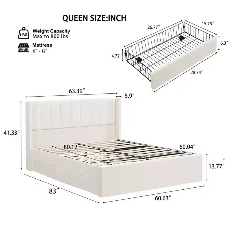 Christopher Knight Home Wioleta, letto a piattaforma moderno imbottito in ciniglia con 4 cassetti