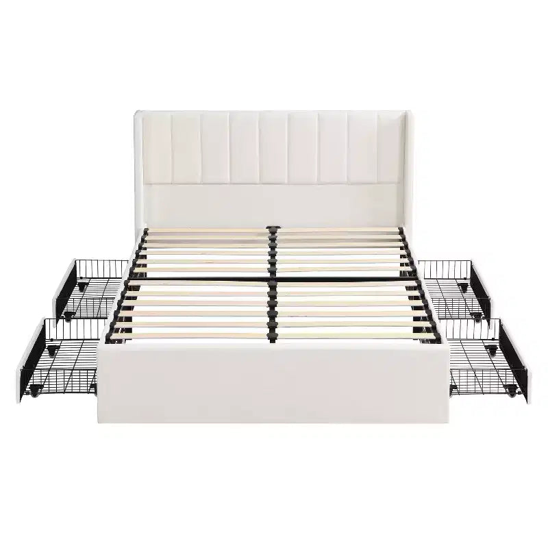 Christopher Knight Home Wioleta, letto a piattaforma moderno imbottito in ciniglia con 4 cassetti