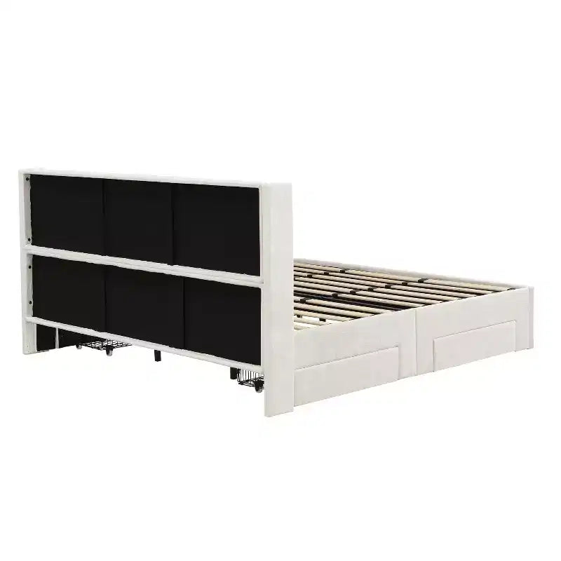Christopher Knight Home Wioleta, letto a piattaforma moderno imbottito in ciniglia con 4 cassetti