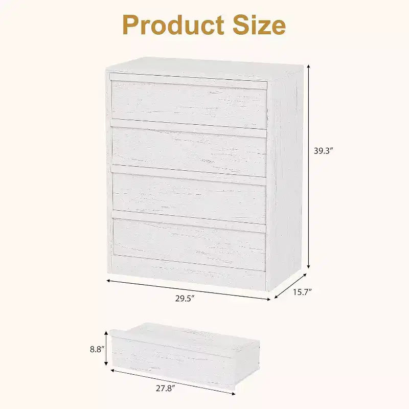 Cassettiera a 4 cassetti per camera da letto, comodino alto 99 cm con 4 cassetti e ampio spazio di archiviazione, piccolo comodino moderno per soggiorno, cameretta e ingresso