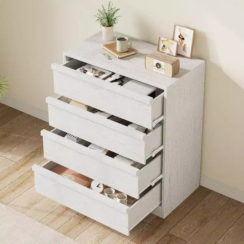 Cassettiera a 4 cassetti per camera da letto, comodino alto 99 cm con 4 cassetti e ampio spazio di archiviazione, piccolo comodino moderno per soggiorno, cameretta e ingresso