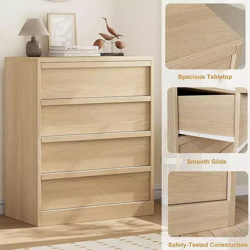 Cassettiera a 4 cassetti per camera da letto, comodino alto 99 cm con 4 cassetti e ampio spazio di archiviazione, piccolo comodino moderno per soggiorno, cameretta e ingresso