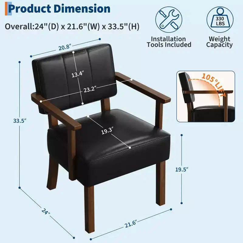 Coolmee Poltrona da salotto in similpelle, poltroncina moderna di metà secolo con classica fantasia a strisce verticali, sedia da lettura e relax con struttura in legno per soggiorno