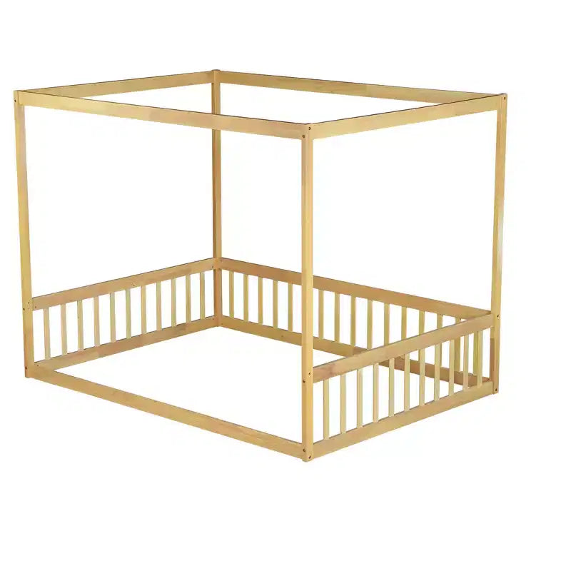 Luxystar Letto a Terra a Baldacchino in Legno con Recinzione